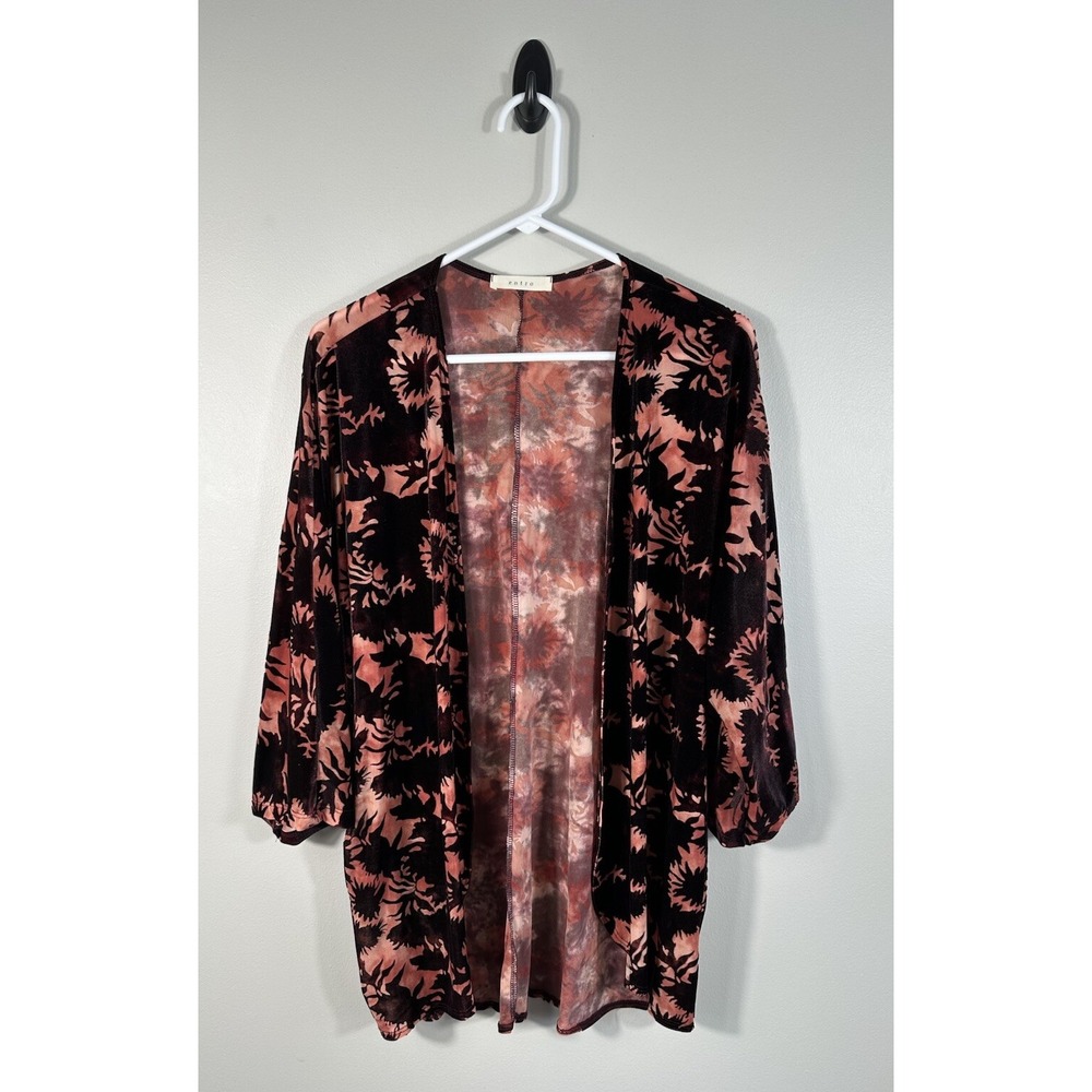 Entro Dark Romantic Velvet Burnout Sheer Kimono‎ Womens Medium Whimsigoth Artsy